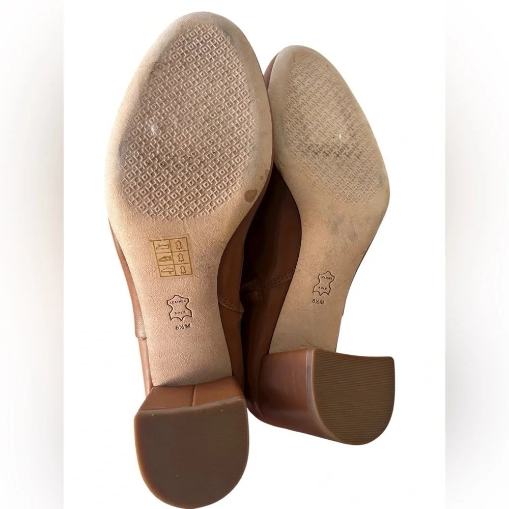 TORY BURCH BROOKE ROUND TOE LEATHER BOOTIE Womens 8.5 ANKLE BOOTS BROWN TAN